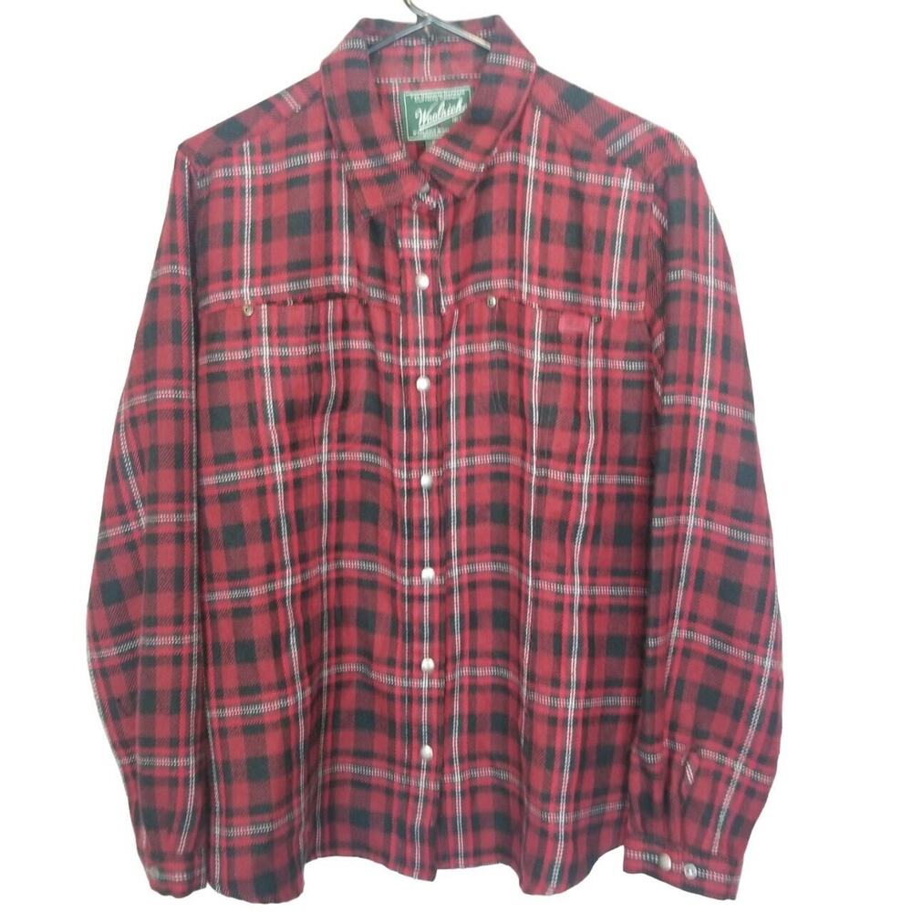 Vintage Y2K Woolrich Womens Wool Blend Flannel Shacket Sz L Grunge 90s Outdoor